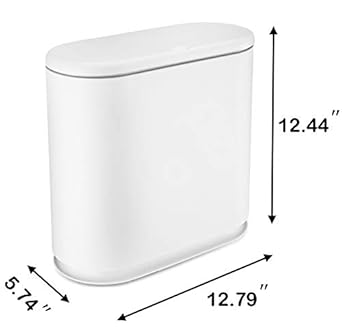 Simple Lidded White Trash Can, Household Living Room Bedroom Garbage Bin, Bathroom Odor - Proof Narrow - Gap Wastebasket