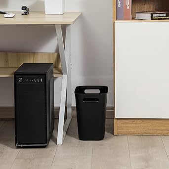 Simple Square Black Trash Can, Household Living Room Bedroom Garbage Bin, Office Lidless Wastebasket