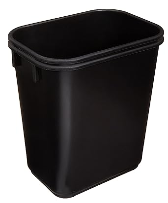 Large - Capacity Black Square Trash Can, Commercial Office Garbage Bin, Household Living Room Kitchen Wastebasket