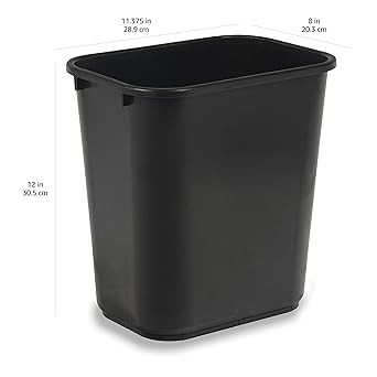 Large - Capacity Black Square Trash Can, Commercial Office Garbage Bin, Household Living Room Kitchen Wastebasket
