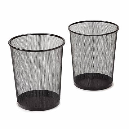 Metal Mesh Round Trash Can Set, Office Desktop Mini Wastebasket, Household Living Room Bedroom Garbage Bin
