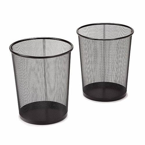 Metal Mesh Round Trash Can Set, Office Desktop Mini Wastebasket, Household Living Room Bedroom Garbage Bin