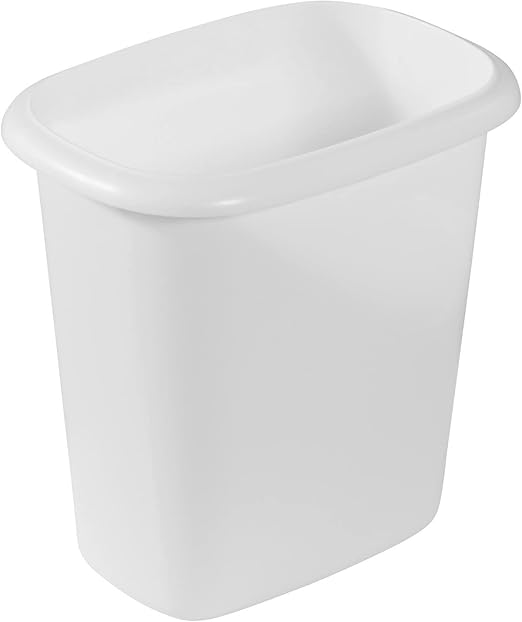 Simple White Rectangular Trash Can, Household Bedroom Living Room Garbage Bin, Bathroom Lidless Wastebasket