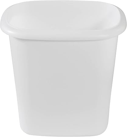 Simple White Rectangular Trash Can, Household Bedroom Living Room Garbage Bin, Bathroom Lidless Wastebasket