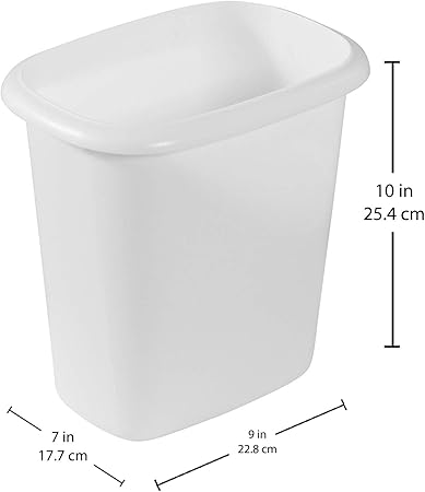 Simple White Rectangular Trash Can, Household Bedroom Living Room Garbage Bin, Bathroom Lidless Wastebasket