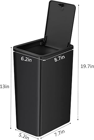 Lidded Black Square Trash Can, Household Bathroom Narrow - Gap Garbage Bin, Kitchen Living Room Simple Sealed Wastebasket
