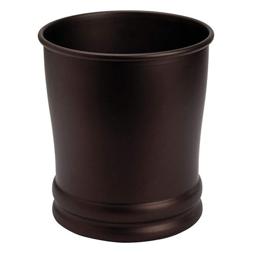 Vintage Dark Brown Round Trash Can, Household Living Room Bedroom Garbage Bin, Light Luxury Style Bathroom Lidless Wastebasket