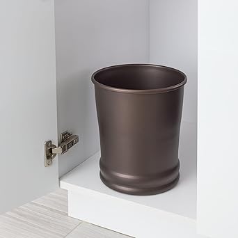 Vintage Dark Brown Round Trash Can, Household Living Room Bedroom Garbage Bin, Light Luxury Style Bathroom Lidless Wastebasket