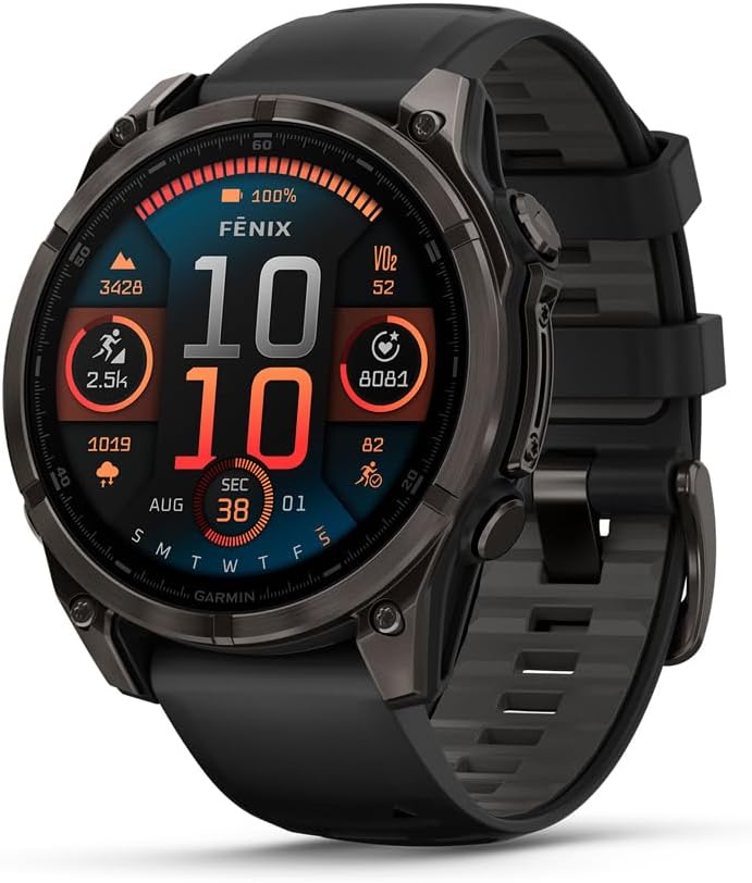 Garmin fēnix® 8 high-end multi-functional GPS smartwatch with long battery life, diving-grade water resistance, and built-in LED flashlight.