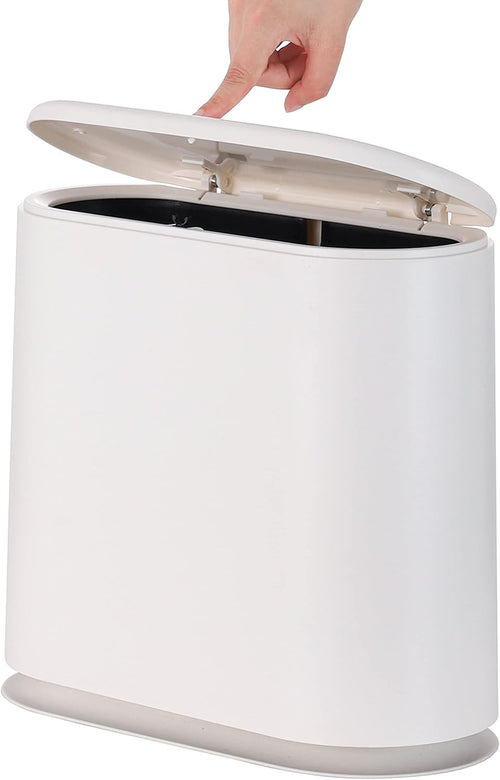 Simple Lidded Press - Type White Trash Can, Household Living Room Bedroom Garbage Bin, Bathroom Odor - Proof Wastebasket