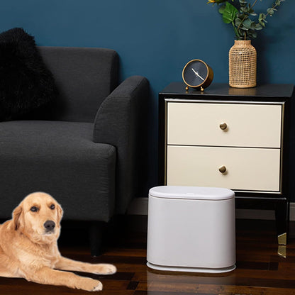 Simple Lidded Press - Type White Trash Can, Household Living Room Bedroom Garbage Bin, Bathroom Odor - Proof Wastebasket