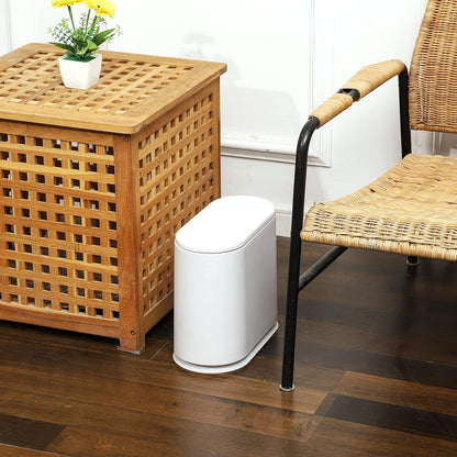 Simple Lidded Press - Type White Trash Can, Household Living Room Bedroom Garbage Bin, Bathroom Odor - Proof Wastebasket