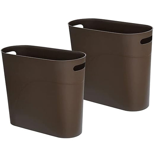 Dark Brown Simple Rectangular Trash Can Set, Household Living Room Bedroom Garbage Bin, Office Lidless Wastebasket
