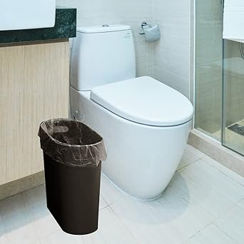 Dark Brown Simple Rectangular Trash Can Set, Household Living Room Bedroom Garbage Bin, Office Lidless Wastebasket