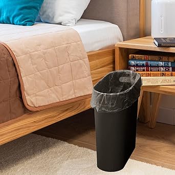 Dark Brown Simple Rectangular Trash Can Set, Household Living Room Bedroom Garbage Bin, Office Lidless Wastebasket