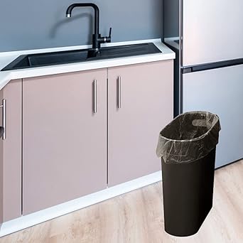Dark Brown Simple Rectangular Trash Can Set, Household Living Room Bedroom Garbage Bin, Office Lidless Wastebasket