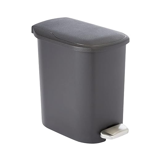 Simple Gray Pedal - Type Trash Can, Household Bathroom Living Room Garbage Bin, Lidded Odor - Proof Kitchen Wastebasket
