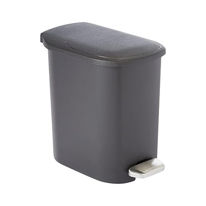 Simple Gray Pedal - Type Trash Can, Household Bathroom Living Room Garbage Bin, Lidded Odor - Proof Kitchen Wastebasket