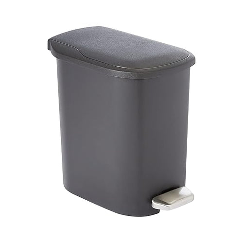 Simple Gray Pedal - Type Trash Can, Household Bathroom Living Room Garbage Bin, Lidded Odor - Proof Kitchen Wastebasket