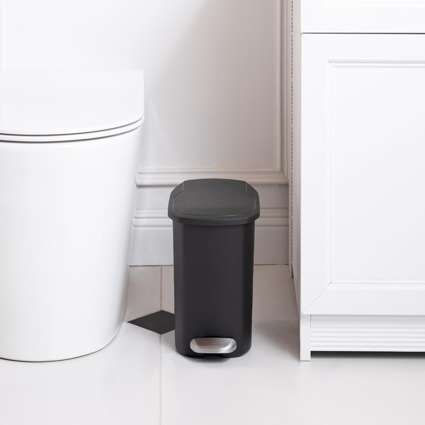 Simple Gray Pedal - Type Trash Can, Household Bathroom Living Room Garbage Bin, Lidded Odor - Proof Kitchen Wastebasket