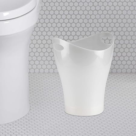 Creative Double - Handle White Trash Can, Household Living Room Bedroom Garbage Bin, Stylish Simple Bathroom Lidless Wastebasket