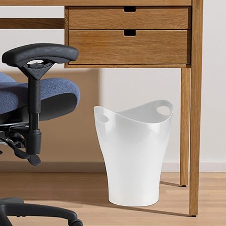 Creative Double - Handle White Trash Can, Household Living Room Bedroom Garbage Bin, Stylish Simple Bathroom Lidless Wastebasket