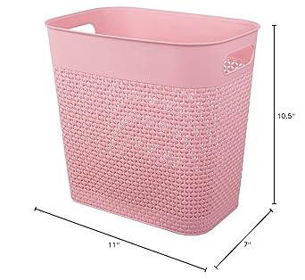 Pink Woven - Pattern Storage Basket, Household Clothes & Toy Organizer, Living Room Sundries Storage Bin
